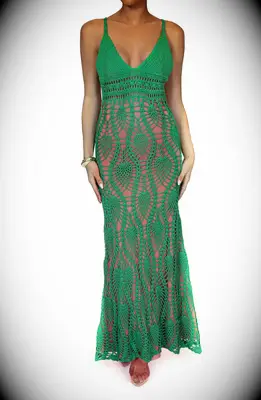 Green crochet maxi dress for beach wedding guest over 50 from Nordstrom