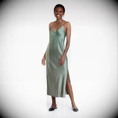 Green midi slip dress for beach wedding guest over 50 from Target