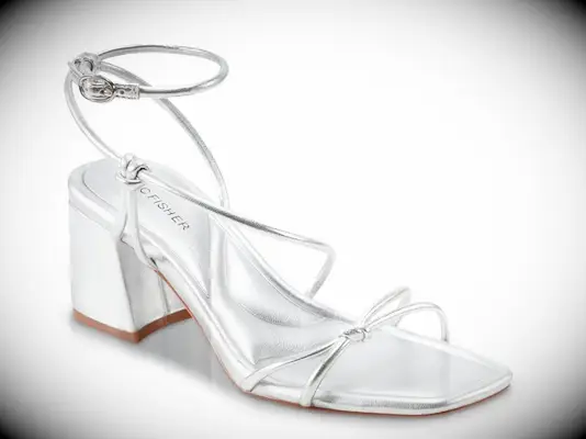 Marc Fisher silver shoes to wear with blue dress