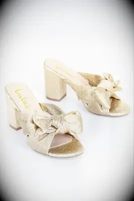 Lulus gold heels to wear with yellow dress