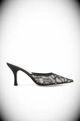 Loeffler Randall black lace heels to wear with gold dress