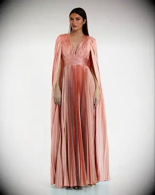 Mac Duggal pleated mother-of-the-bride beach dress