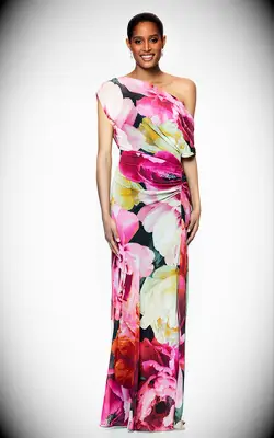 Betsy & Adam floral one-shoulder beach mother-of-the-bride dress