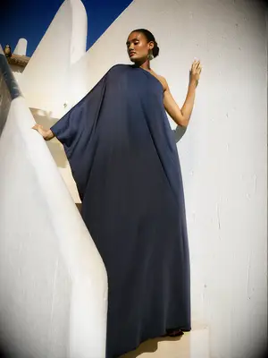 Diarrablu navy one-shoulder beach mother-of-the-bride dress