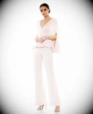 Light pink crepe pantsuit for grandmother of the bride or groom