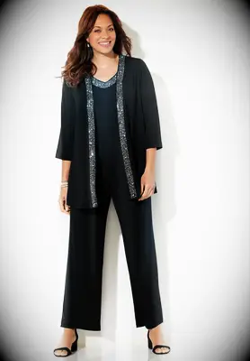 Catherines black 3-piece pant set for grandmother of the bride