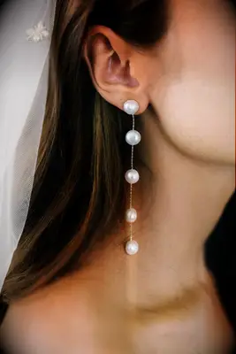 Untamed Petals pearl drop wedding earrings