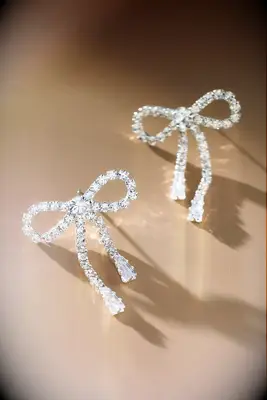Shashi bow wedding earrings 