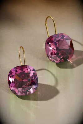 Anthropologie pink crystal wedding earrings