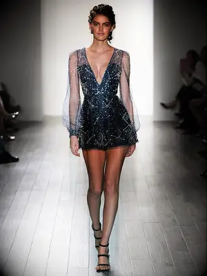 Navy blue bridal romper with long sleeves by Hayley Paige​​