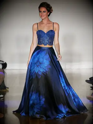 Sapphire blue wedding gown two-piece by Allure Bridals