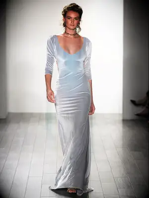 Light blue sheath wedding dress by Hayley Paige