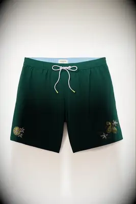 Green embroidered swim trunks from Bonobos for beach bachelor party