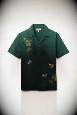 Green embroidered shirt from Bonobos for beach bachelor party outfit