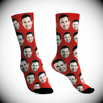 Custom face socks from Etsy for bachelor party outfit