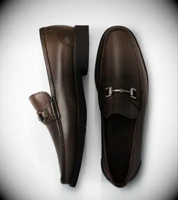 Peter Millar brown shoes for burgundy suit