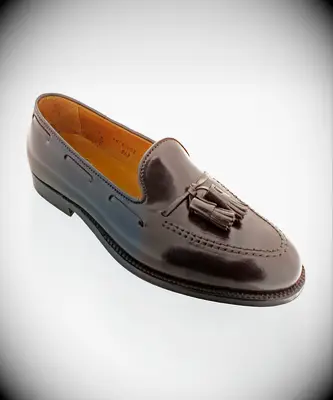 Brown shoes with green suit