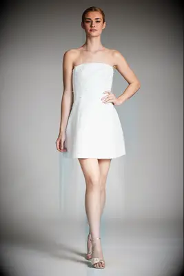 Sachin & Babi strapless pearl embellished mini wedding dress