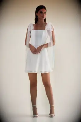 Birdy Grey mini chiffon wedding dress