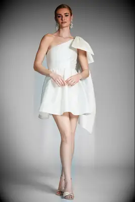 Sachin & Babi mini one shoulder wedding dress