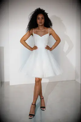 Olivia Bottega short glittery wedding dress 