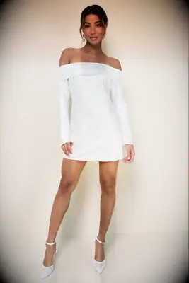 Lulus off-the-shoulder mini wedding dress