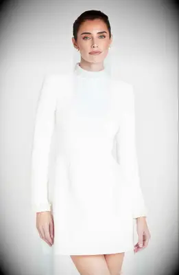 Nadine Merabi long sleeve beaded mini dress