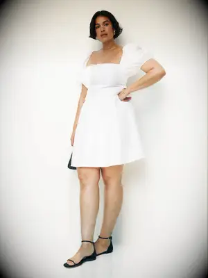 Reformation square neck linen short plus size wedding dress