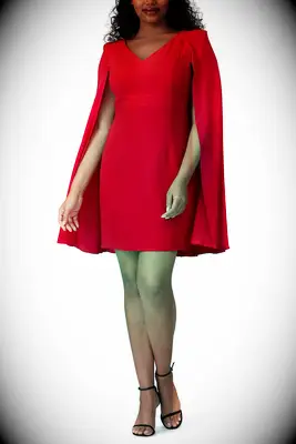 Trina Turk red cape mini wedding guest dress