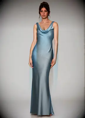 Blue satin inexpensive bridesmaid dress from Azazie