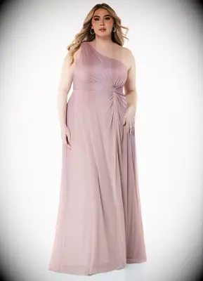 Dusty rose one shoulder cheap bridesmaid dress from Azazie