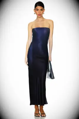 Blue strapless midi inexpensive bridesmaid dress from REVOLVE