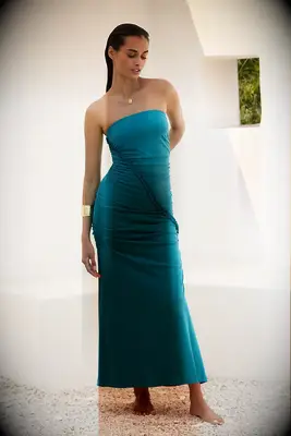 By Anthropologie strapless blue tube anniversary dress