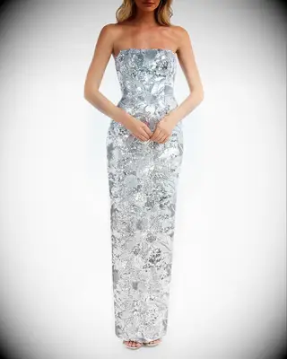HELSI sequin strapless anniversary dress