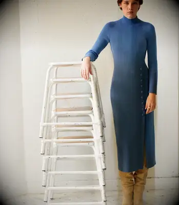 Sezane blue knit anniversary dress