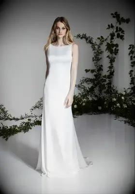 stretch satin floor length dress