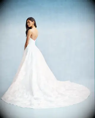 strapless maxi floral lace ball gown skirt and train 