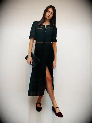 Midi button-down petite wedding guest dress