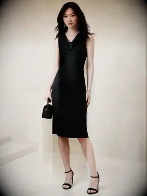 Satin cowl-neck petite wedding guest dress