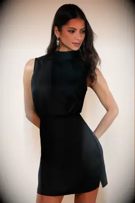 Black sleeveless mini wedding guest dress from Lulus