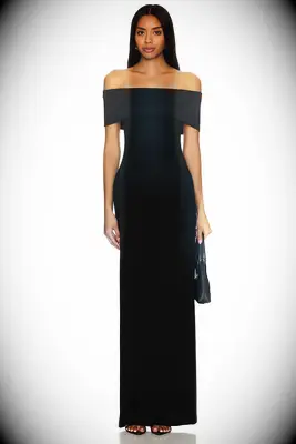 Off-the-shoulder knit black maxi affordable wedding guest dress from REVOLVE