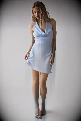 Short cowl neck affordable wedding guest dress from Urban Outfitters