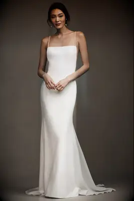 Minimal thin strap wedding dress