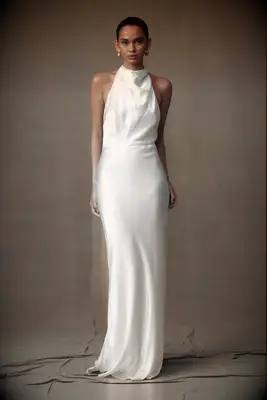 Cowl neck wedding dress