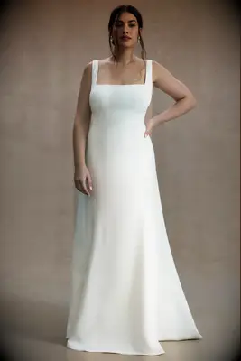 Square neck wedding dress