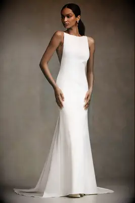 High square neck wedding dress