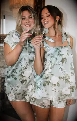 Floral short pj set with shoulder ties