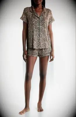 Animal print short pj set