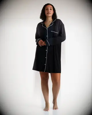 Black long sleeve night gown