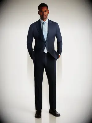 Bonobos classic navy blue suit for outdoor wedding